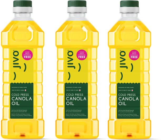 JIVO Canola Cold Press Edible Oil Pack of 3, 1 Litre each (3Litres) Canola Oil
