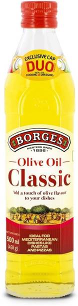 BORGES Classic Olive Oil - 500 ml | Multipurpose Pure Olive Oil Olive Oil Glass Bottle