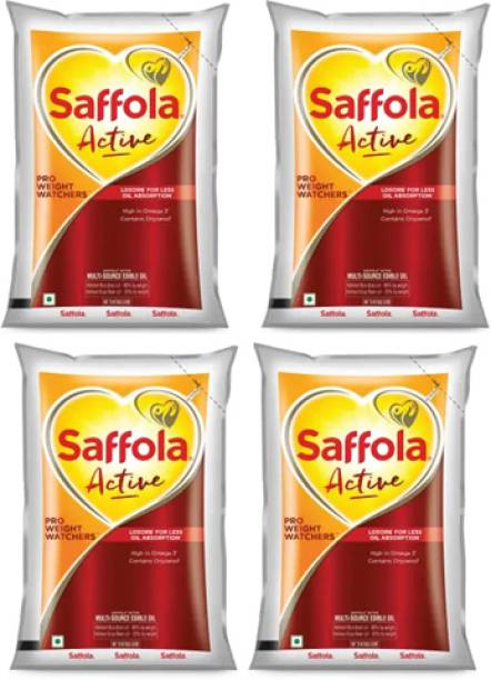 Saffola Active Refined Cooking Rice Bran &amp; Soyabean Blended Oil Pouch 4 L Blended Oil Pouch