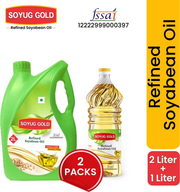SOYUG PRIVATE LIMITED Soyug Gold-2 Ltr Jar + 1 ltr Bottle,Pure Refined Soyabean Oil (3L)Combo Offer Soyabean Oil Jar