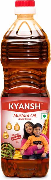 Kyansh 1L Kacchi Ghani Mustard Oil Plastic Bottle l Cold pressed Mustard Oil PET Bottle Mustard Oil