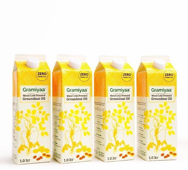 Gramiyaa Wood Cold Pressed Groundnut Oil(Peanut Oil)-4 Ltr-Marachekku Oil/Kachi Ghani Oil Groundnut Oil Carton