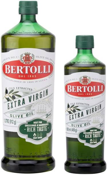 Bertolli Extra Virgin Olive Oil, 1 LTR & Extra Virgin Olive Oil 500ML Olive Oil Plastic Bottle