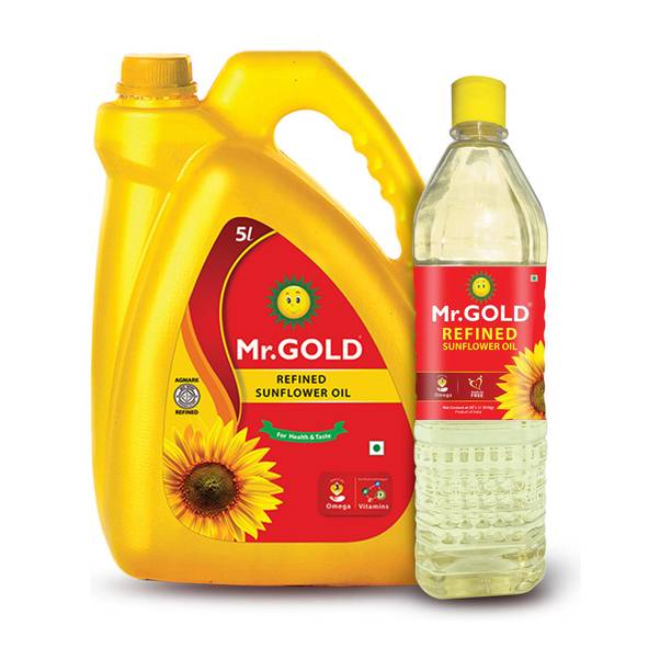 Mr.Gold Combo pack of 5L Can and 1L Pet Sunflower Oil