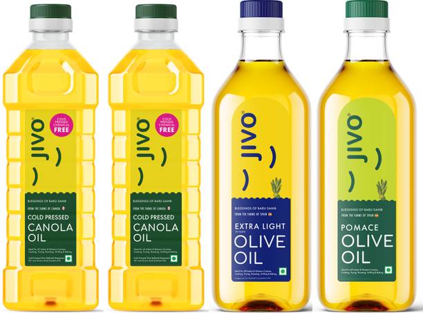 JIVO Canolaoil1+1L +extralight1L+pomace oil1L (4L)PACK OF 3 Olive Oil