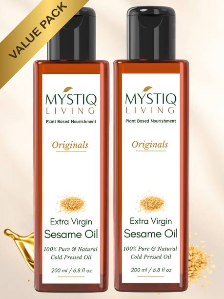 Mystiq Living Extra Virgin Sesame Oil - Til ka tel, 100% Pure Cold Pressed White Sesame Sesame Oil PET Bottle