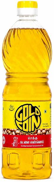 Gold Coin Cold Pressed Groundnut Oil 1 Litre | Kachi Ghani Chekku Wood Pressed Peanut Oil Groundnut Oil