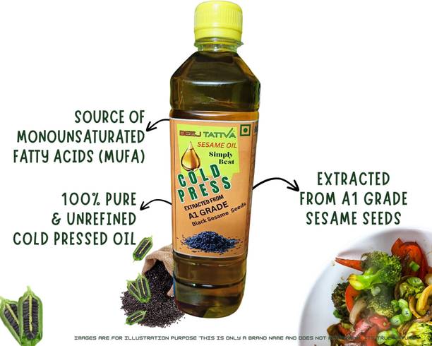 BEEJTATTVA Pure Sesame Oil 1L – Hair, Cooking, Massage, Pooja Sesame Oil