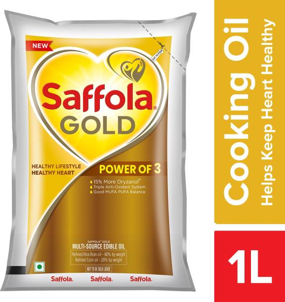 Saffola Gold Refined Cooking Rice Bran &amp; Corn Blended Oil Pouch