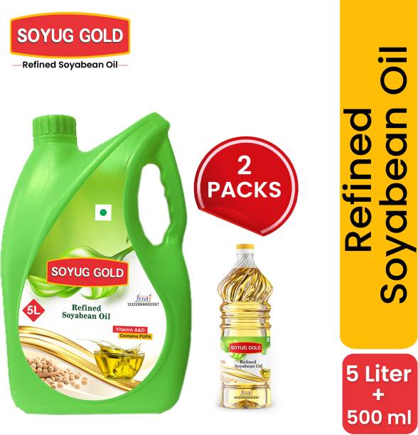 SOYUG PRIVATE LIMITED Soyug Refined Soybean Cooking Oil 5.5L Bottle(5 Ltr+500 ML)-Edible Soya Oil Soyabean Oil Pouch