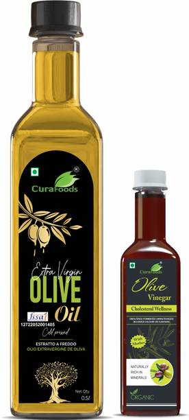 Cura EXTRA VIRGIN OLIVE OIL 500ml I Free Olive vinegar 200ml I For Healthy Heart Olive Oil Plastic Bottle