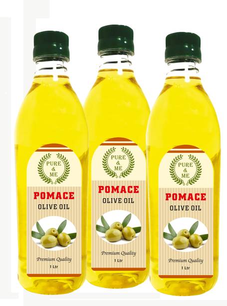 pure & me Pomace Olive Oil, Ideal for Everyday Indian Cooking & Deep Frying Pack Of 3 Olive Oil Plastic Bottle