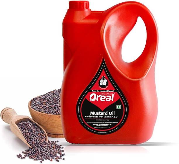 Oreal 100% Pure Cold Press with Goodness of Vitamin A & D, Preservative Free Mustard Oil Can
