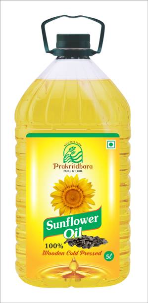 PRAKRITDHARA Cold Pressed Sunflower Oil 5L | Pure & Light | Healthy Cooking Oil Sunflower Oil