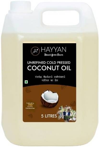 HAYYAN Cold Pressed Own Farm – 100% Pure | Wood Pressed | Unrefined Coconut Oil