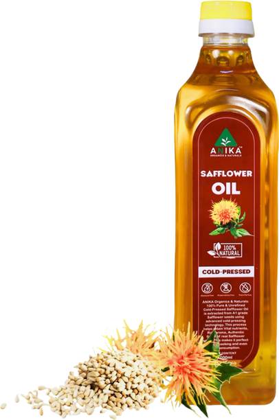 Anika Organics and Naturals Cold Pressed Safflower Oil | 100% Pure Natural Cooking Oil | 1L Sunflower Oil