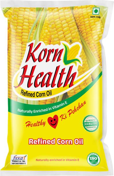 Korn Health Corn Oil - Nutritional Excellence, Versatile, and Balanced Oil for Cooking Corn Oil Pouch