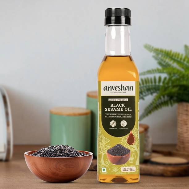 Anveshan Wood Pressed Sesame Oil - 500ml | Kolhu | Cold Pressed Mustard Oil for Cooking Sesame Oil Plastic Bottle