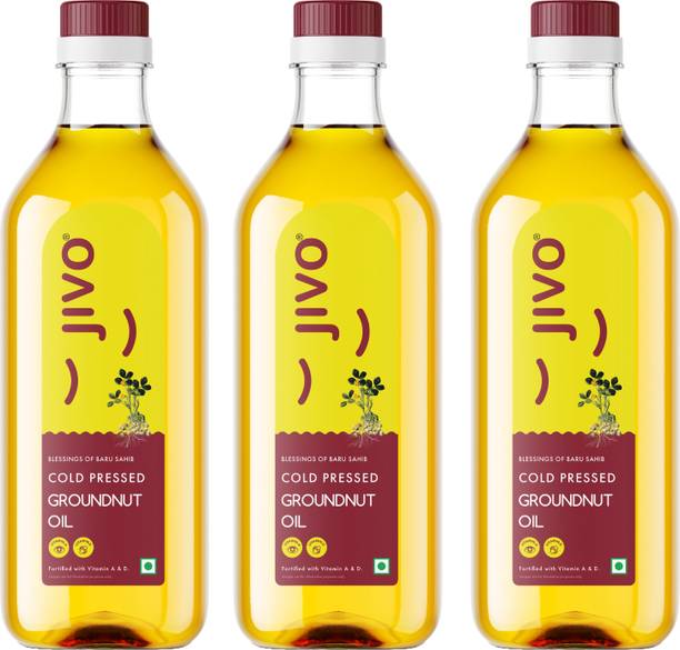 JIVO Groundnut Oil 1L (Pack of 3) | Cold Pressed | Vitamin A & D Fortified | Groundnut Oil