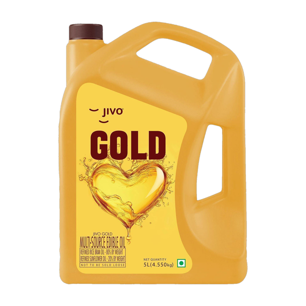 JIVO Gold Refined Blend Of Rice Bran & Sunflower Blended Oil