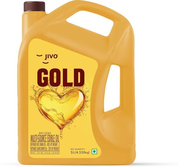 JIVO Gold Refined Blend of Rice Bran & Sunflower Blended Oil Can