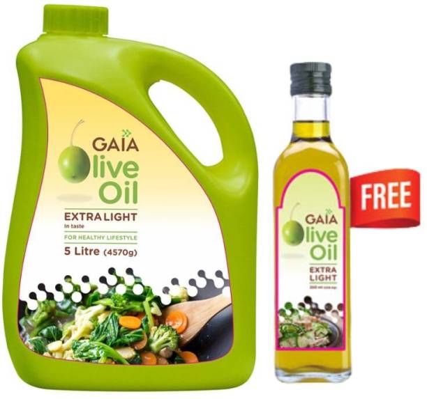 GAIA Extra lite Olive oil 5 Ltr with 250ml Olive oil Free Olive Oil Can