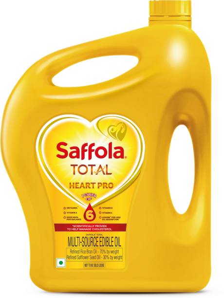Saffola Total Refined Cooking Rice Bran &amp; Safflower Blended Oil Can