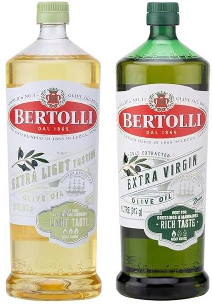 Bertolli Extra Virgin Olive Oil, 1 Ltr & Extra Light Tasting Olive Oil-1Ltr Olive Oil Plastic Bottle