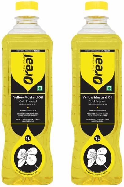 Oreal 2L Yellow mustard, Organic Unrefined Mustard / Sarso Cooking Oil Mustard Oil Pouch