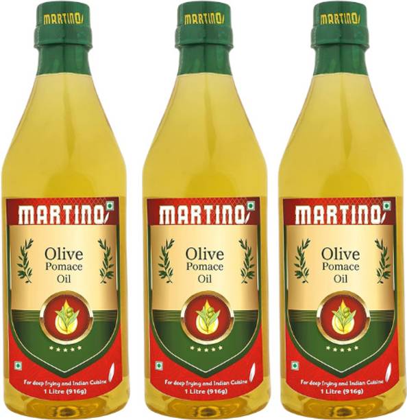 MARTINO Pomace Olive Oil – Perfect for Indian Cooking, Frying & Baking (1 Litre Pack-3) Olive Oil Plastic Bottle