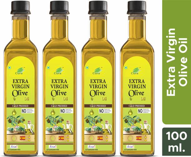 Cura Extra Virgin Olive Oil 100ML×4 | Healthy, Organic & Delicious for Every Meal Olive Oil Plastic Bottle