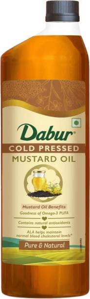 Dabur Cold Pressed Cooking Oil | Omega 3 PUFA | Blend of Taste & Aroma Mustard Oil Plastic Bottle (1 L) (location specific)