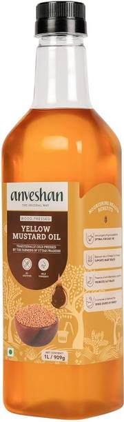 अन्वेषण वुड कोल्ड प्रेस्ड काची घनी येल्लो मस्टर्ड कुकिंग ऑइल - 1L, प्लास्टिक बॉटल