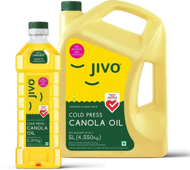 JIVO Cold Press Canola Oil 5 Ltr+1Ltr Canola Oil Can