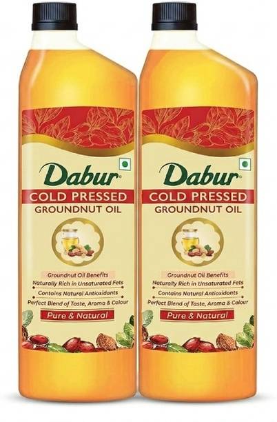 Dabur Cold Pressed Cooking Oil Contains Unsaturated Fats Groundnut Oil Plastic Bottle