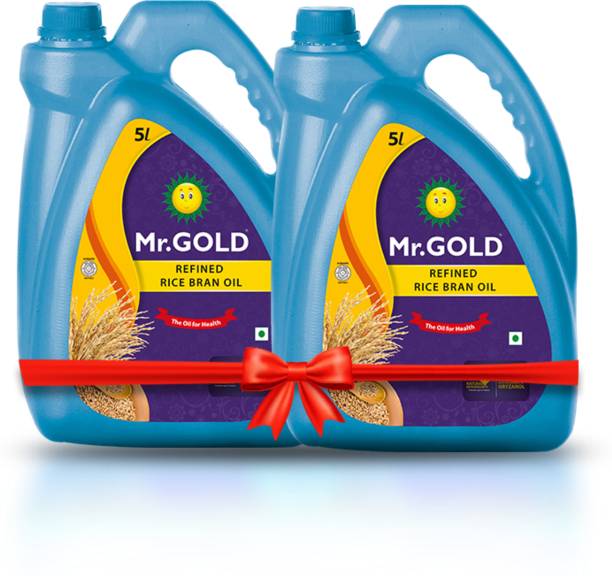 Mr.Gold Mr. Gold Refined Rice Bran Oil 5L Can, a Set of 2, Total 10L Rice Bran Oil Can