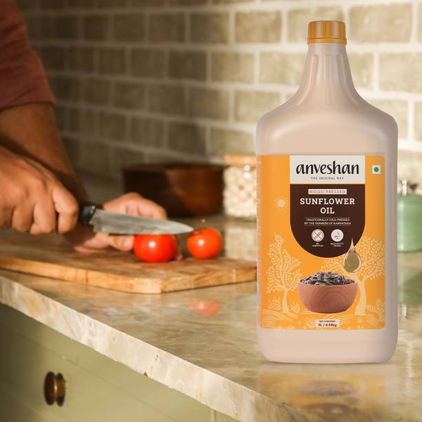 अन्वेषण वुड प्रेस्ड सनफ्लॉवर ऑइल - 5 लीटर, प्लास्टिक कैन