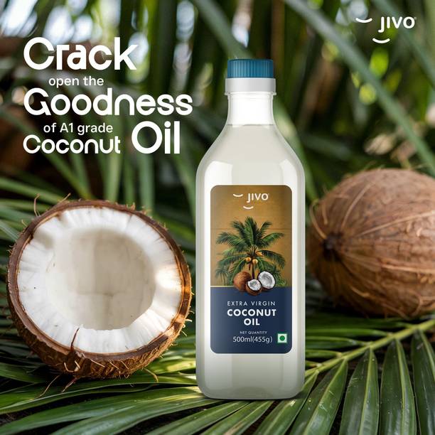 JIVO Cold Pressed Extra Virgin Coconut Oil | Nourishing Oil for Skin | Hair Growth | Coconut Oil PET Bottle