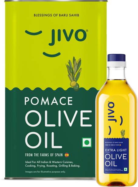 JIVO Pomace 3L+Extra Light 1L | Ideal for Cooking | Imported from Spain Olive Oil