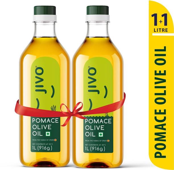 JIVO Pomace Olive Oil Plastic Bottle 1 Ltr ( Pack of 2) Olive Oil PET Bottle