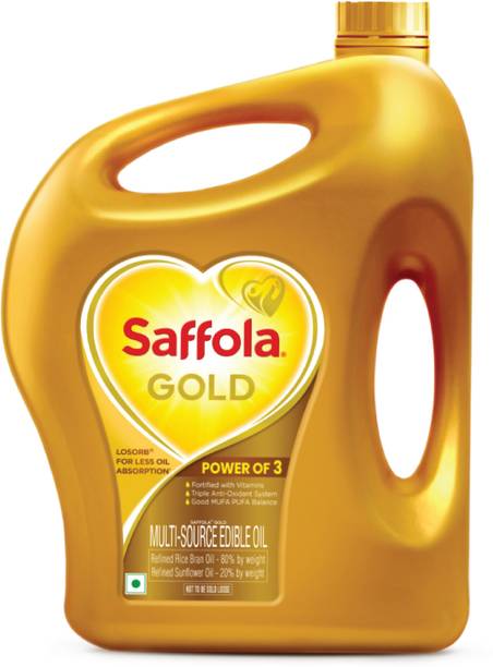 Saffola Gold Refined Cooking Rice Bran & Sunflower Blended Oil Can