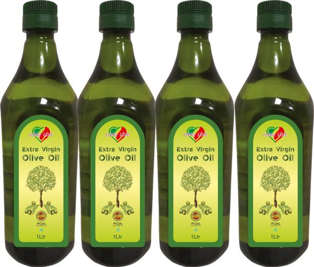 Long Live Extra Virgin Olive Oil First Cold Pressed (Imported from Italy) -1 Ltr Pack Of 4 Olive Oil Plastic Bottle