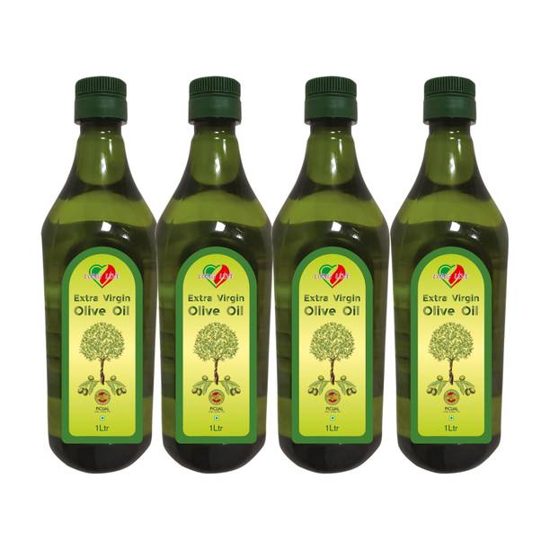 Long Live Extra Virgin Olive Oil First Cold Pressed (Imported from Italy) -1 Ltr Pack Of 4 Olive Oil