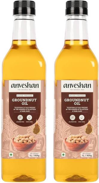 Anveshan Combo pack of Wood Pressed Groudnut Oil- Groundnut Oil Plastic Bottle