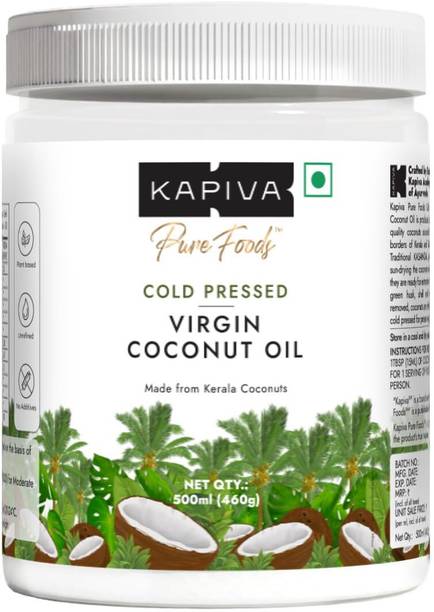 Kapiva Virgin Cold-Pressed Coconut Oil 500ml | 100% Pure, Unrefined, Organic & Edible Coconut Oil