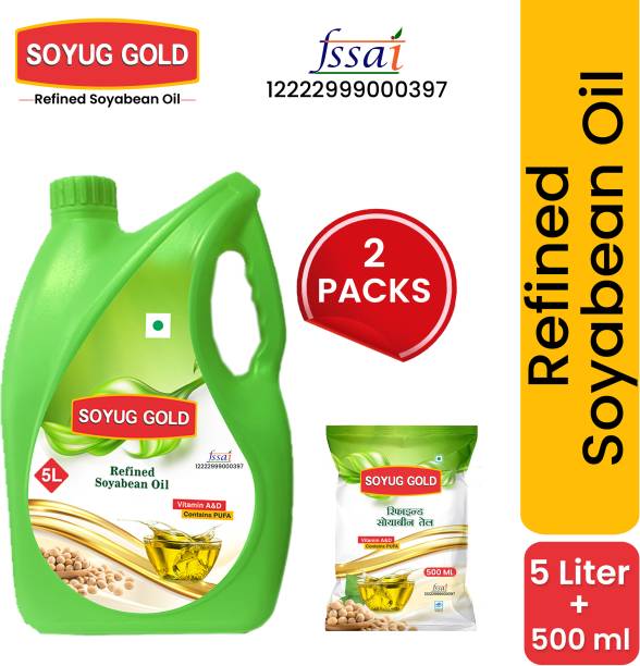 SOYUG PRIVATE LIMITED Soyug Refined Soybean Cooking Oil 5.5L(5 Ltr+500 ML)-Edible Soya Oil,Refined Oil Soyabean Oil Jar