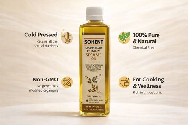 SOHENT Cold Pressed Sesame Oil, Gingelly, Pure Extract, Unrefined & Chemical Free Sesame Oil