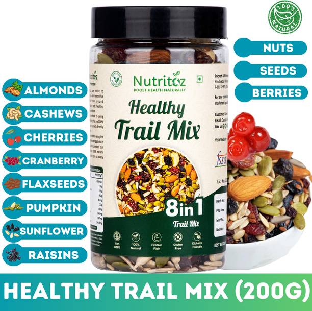 Nutritoz Premium 8 in 1 Healthy Trail Mix with Nuts, Seeds & Berries Packed Mixed Seeds
