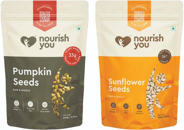 Nourish You Healthy Seed Combo | Sunflower Seeds 250G & Pumpkin Seeds 250G | Rich in Protien Pumpkin Seeds, Sunflower Seeds