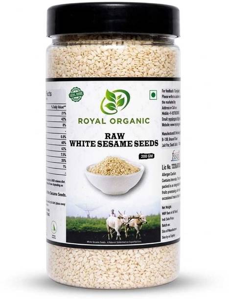 ROYAL ORGANIC ROYAL ORGANIC Sesame Seeds 200g, Raw Safed Till, White Til Seeds for Eating White Sesame Seeds
